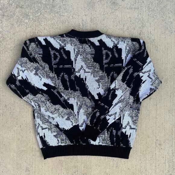 Abstract Artistic Retro TV Static Waves Pullover Knitwear Sweater - Picture 5 of 5